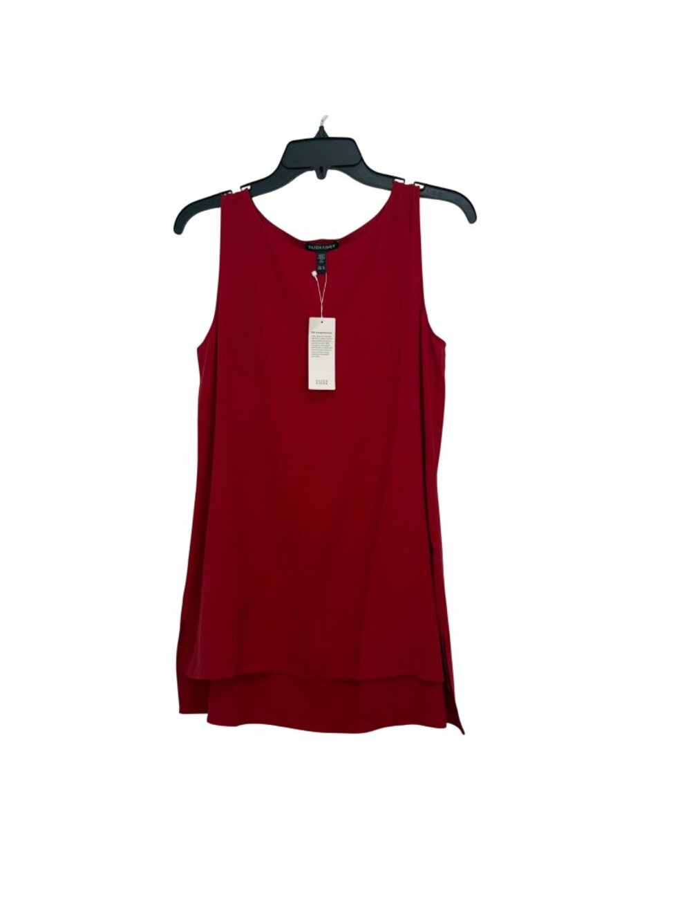 Eileen Fisher Red Silk Georgette Crepe Sleeveless Layered Top XS New With Tags